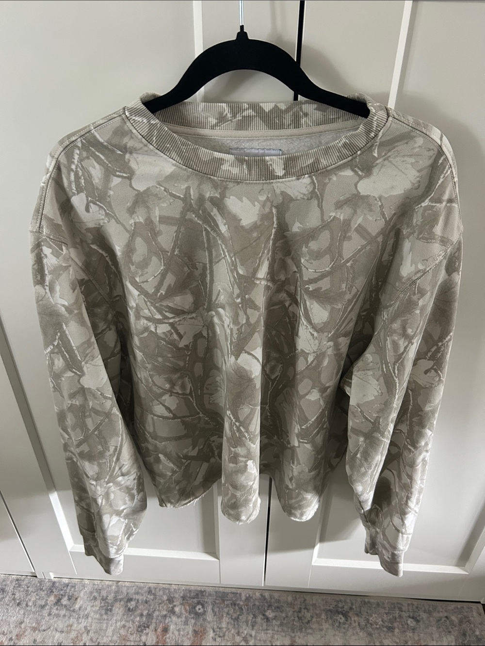 Old Navy Neutral Marble-Print Crewneck Sweatshirt - Beige & Cream